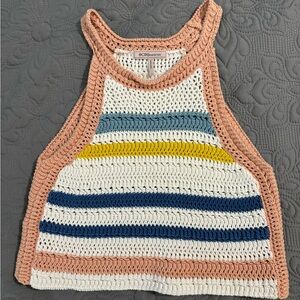 Cute multi-color crochet crop top. Sz S